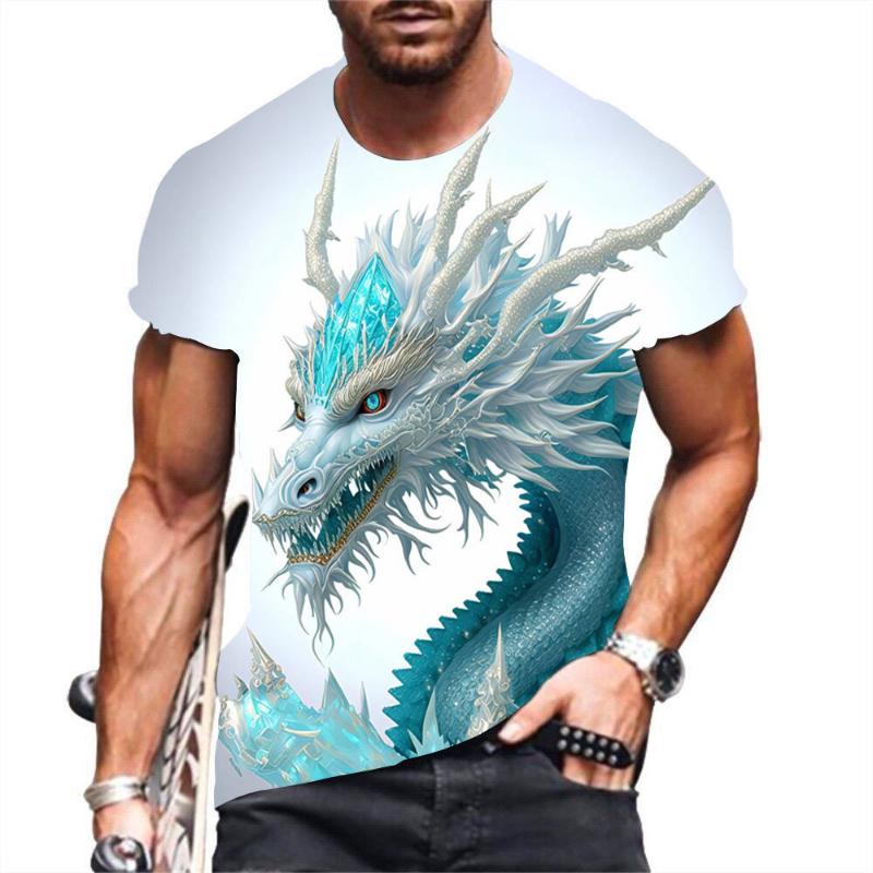 Fashion Men's Crew Neck Short Sleeve 3D Casual Color Printing Casual Short Sleeve Crew Neck T-Shirt