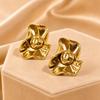 Gold-Toned Irregular Flower Stainless Steel Earrings - Chic, Elegant & Unique Design