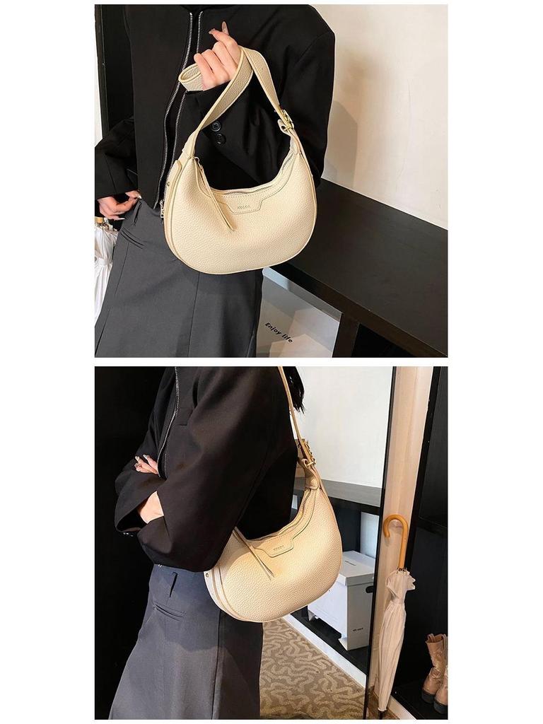 Korean Style Women's Versatile Half-Moon Crossbody Saddle Bag - 2025 Casual Fashion Crescent
