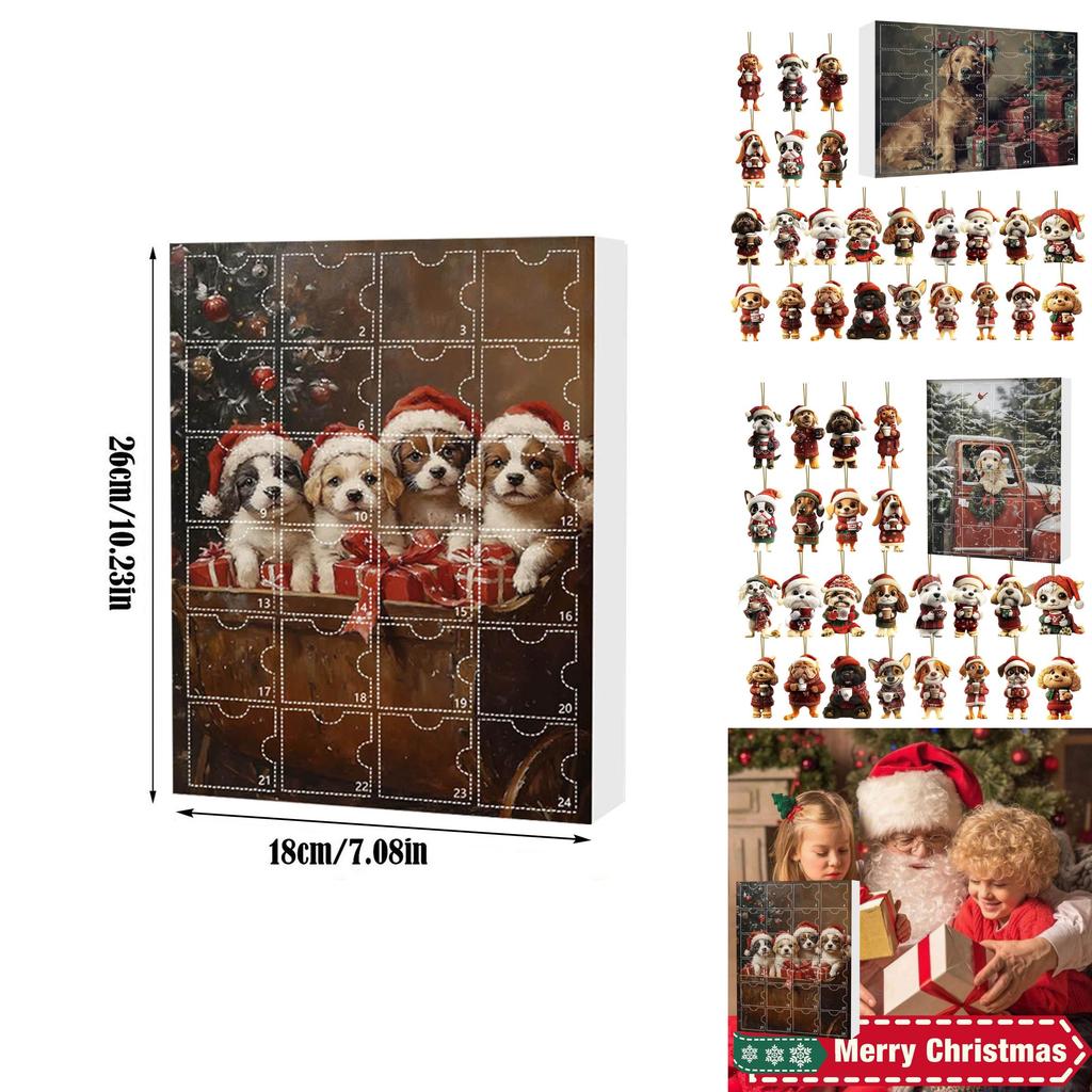 Christmas Pet Dog Advent Calendar Acrylic Hanging Ornaments For Holiday Decor And Gifts