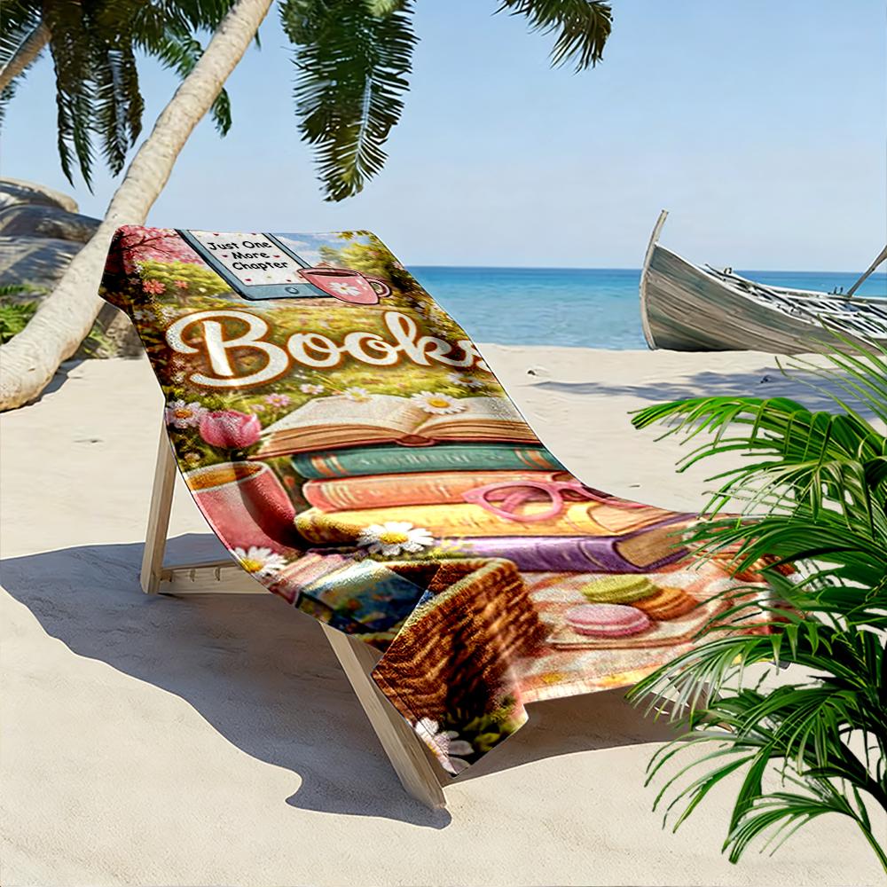 Books and Flowers Picnic Design Towel Beach towel quick-drying for travel outdoor sports jogging beach and swimming