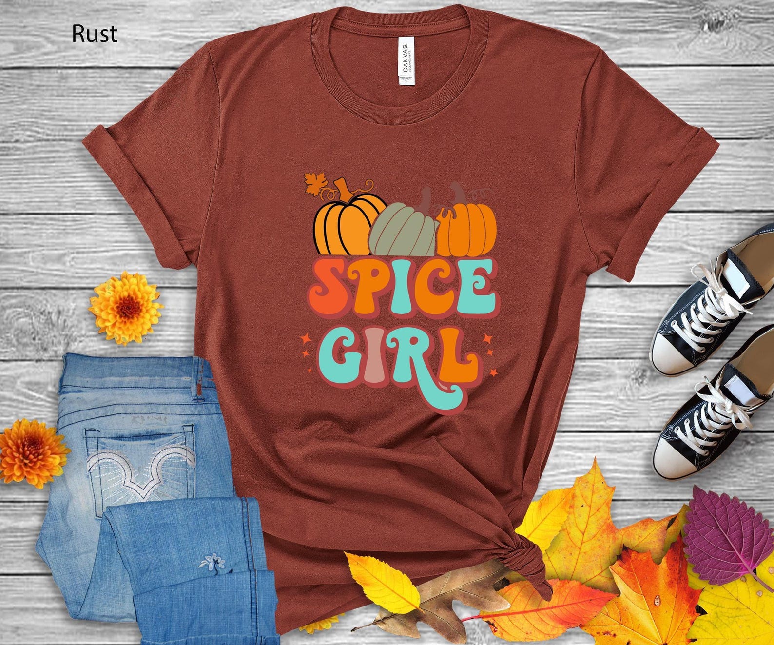 Spice Girl Pumpkin T-Shirt | Retro Fall Graphic Tee M