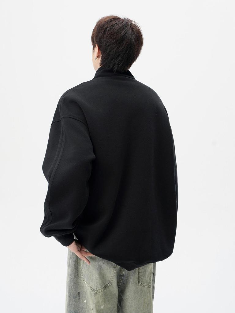 Men's Korean Style Trendy Half-Zip Stand Collar Hoodie - Autumn 2025 Loose Casual Jacket Top