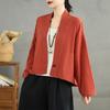 Damen S Locker Kurz Baumwoll-Leinen-Mischung Strickjacke Hemd