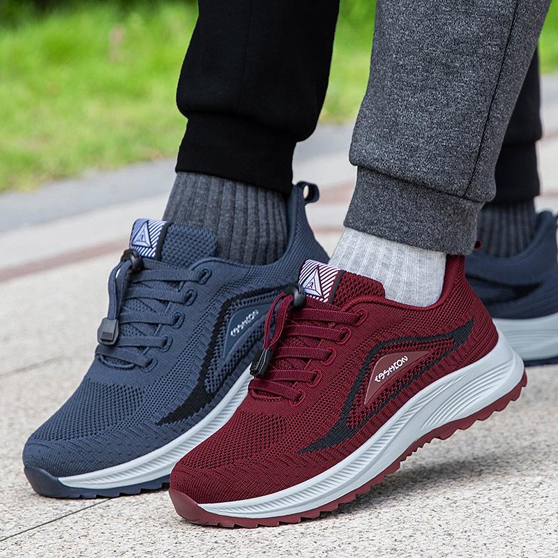 Comfortable Non-Slip Elderly Shoes: Lightweight Mesh Casual Sneakers with Soft Sole, Ideal for Spring and Autumn Walking.