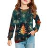 Christmas Day Girls' Long Sleeve Blouse - Round Neck Soft Waist Tunic