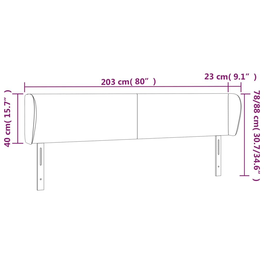 Headboard with Ears Pink 203 X 23 X 78 88 Cm Velvet