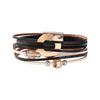 Leder Armreif Mehrschichtig PU-Leder Böhmischer Stil Geometrisches Armband für Damen