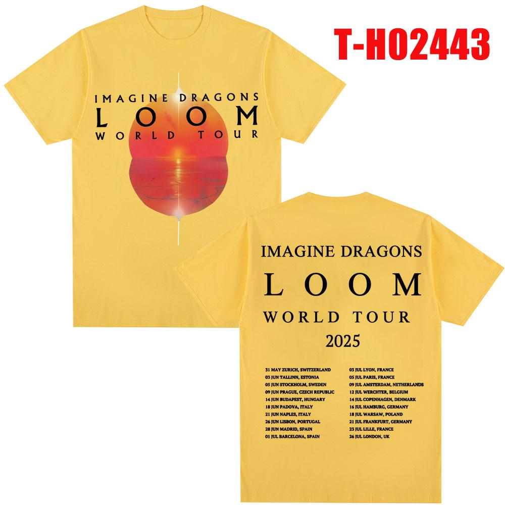 Imagine Dragons Loom Tour T Shirt Men Women Trendy Hip Hop T-shirts 100% Cotton Oversized Popular T Shirts