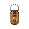 Solar Powered Lantern Outdoor Decorative Light with Metal Handle and Floral Hummingbird Pattern Suitable for Garden Patio Porch and Yard Lighting