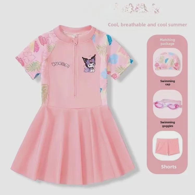 2024 Kulomi Girls' One-Piece Sunscreen Swimsuit for Summer and Hot Springs