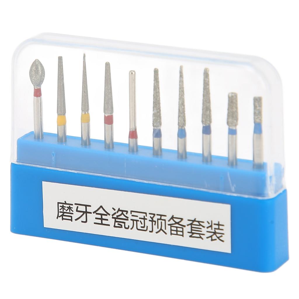 10pcs Dental Polishing Burs Drill High Speed Stainless Steel Dental Burs Drill Kit for Grinding