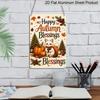 2D Flat Happy Autumn Blessings Cute Fox Pumpkin Maple Leaf Metal Sign - 8.0x12.0inch Aluminum Wall Art, Farmhouse Thanksgiving Halloween