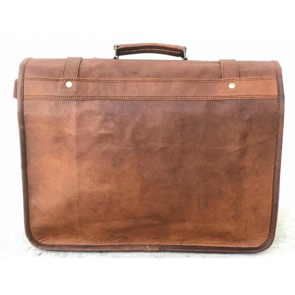 Men's Messenger Laptop Handmade Briefcase Satchel Vintage New Camel Hide