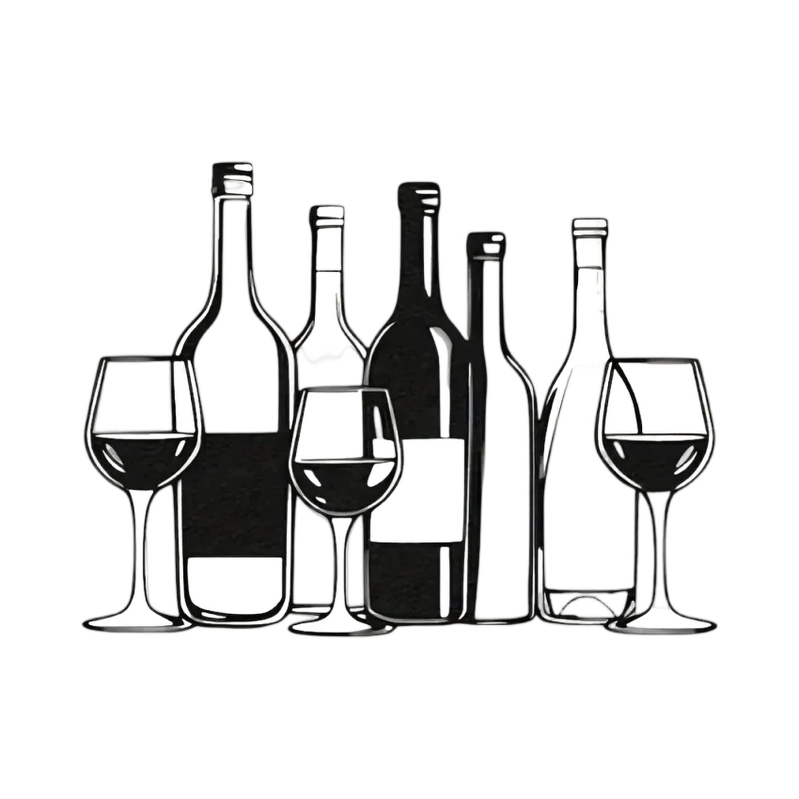 

Metal Wine Glass Wall Art Hanging Decoration for Restaurant Bar Creative Wall Mounted Wine Bottle and Glass Design Metal Sculpture one size чорний