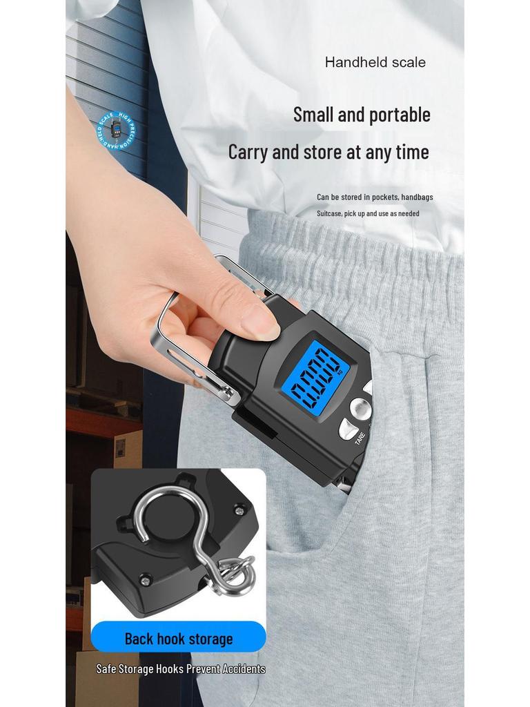 Portable Handheld High-Precision Electronic Scale with Tape Measure for Home and Courier Use