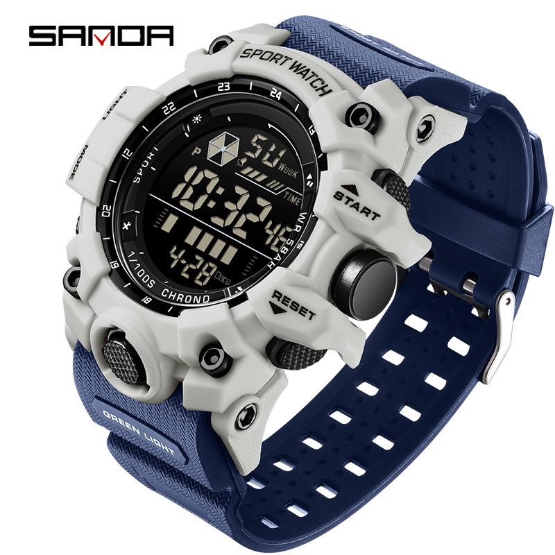 Sanda Cross-border Waterproof Countdown Sports Watch with Luminous Display and Alarm for Teenagers and Students