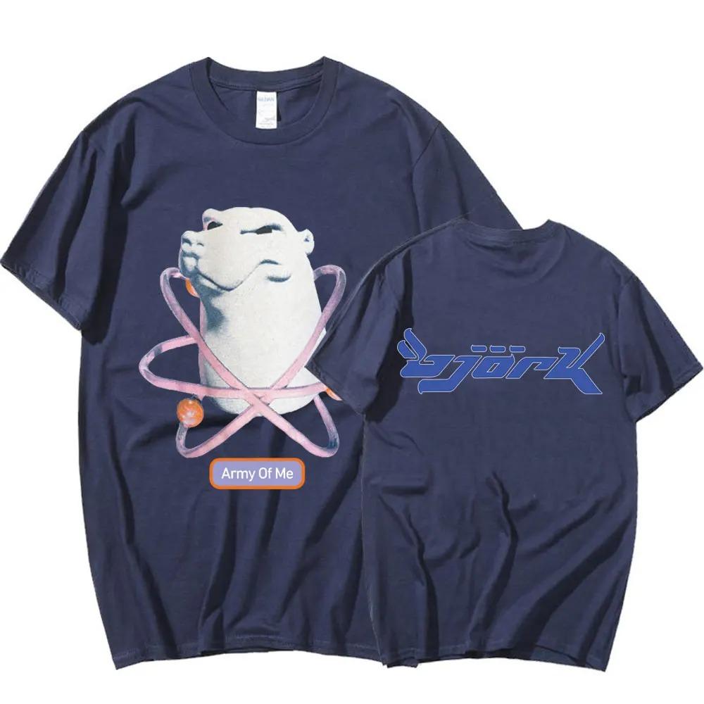 

90s Singer Bjork Army of Me Bear Music Album T Shirt Fashion Casual Short Sleeve Tshirt Men Women Hip Hop Oversized Male T-shirt 4XL