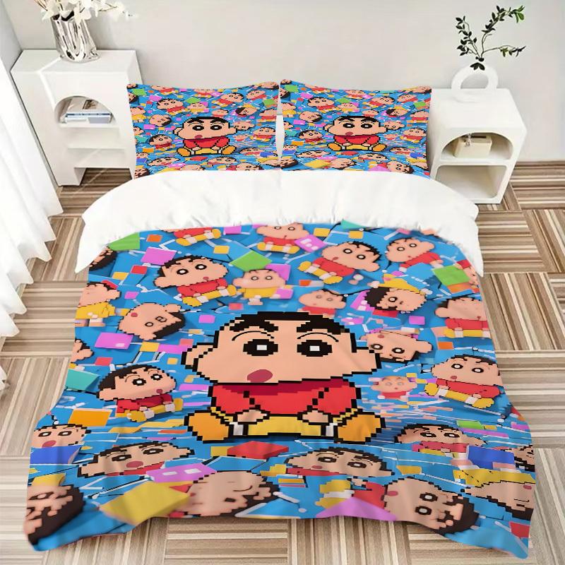 3pcs Crayon Shin-chan Duvet Cover Set - Machine Washable, Includes 1 Duvet Cover and 2 Pillowcases, No Core Included yy251022199