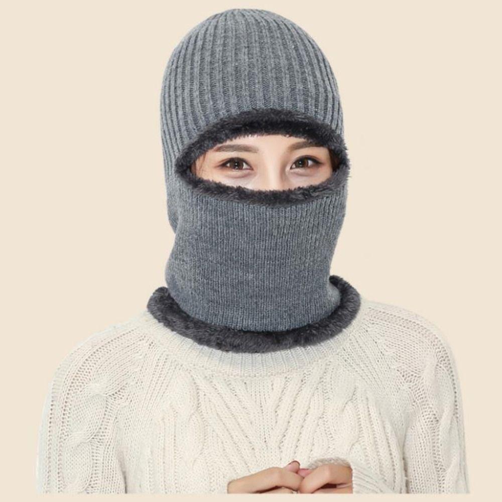 

Дихаюча В язана Шапка Захист Вух Цілісна Шапка-Шарф Повсякденна Зимова Шапка-Біні