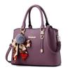 2025 New Stylish Large-capacity Solid Color Handbag PU Waterproof Messenger Bag Plush Pendant Simple Shoulder Bag