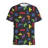 Retro Building Block 3D Printed T Shirt Men Jigsaw Puzzle Video Games Pattern T-Shirt Loose Street Short Sleeves Y2k Tee Shirts