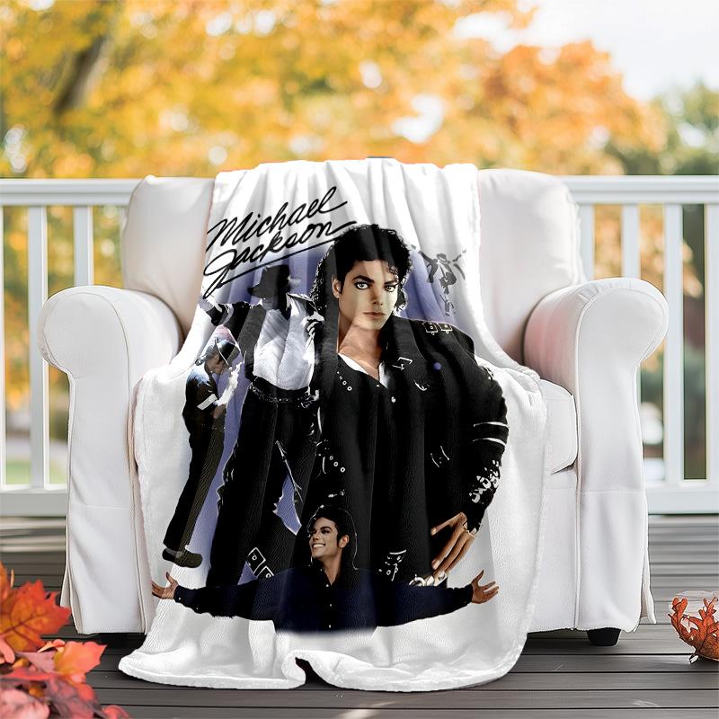 1pc Michael Jackson Theme Blanket - Digital Print, Polyester, Cozy for All Seasons, Perfect for Outdoor, and Travel