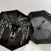 1PC Bull Skull Feathers Pattern Small Travel Compact Windproof Umbrella, Automatic Folding Umbrella, Automatic Open/Close ,Gift-161