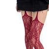 Women Sexy Sheer Fishnet Suspender Tights Garter Belt Pantyhose Hollowed Out Flower Pattern Colored Thigh High Stockings