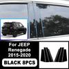För JEEP Renegade 2015- Pianisvart B C-stolpsdekaler, Lättmonterad PC-fönsterlist Repskydd Yttre Stylingdelar