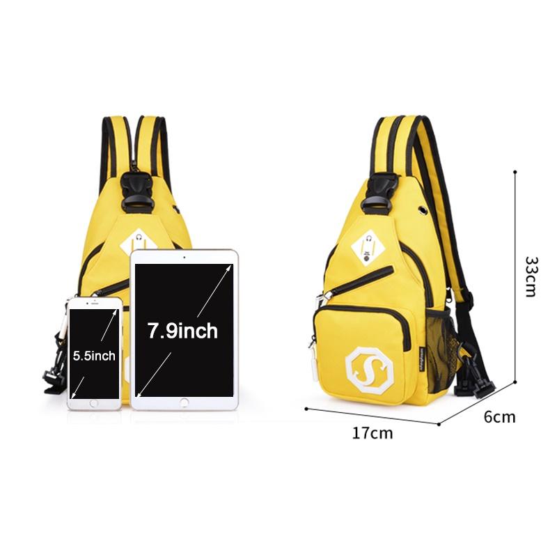 Módní Odolná Oxford Látka USB Nabíjení Lehká Kabelka Crossbody Batoh