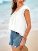 Womens Summer Tie Front Babydoll Top Cap Sleeve Pleated Flowy Blouse