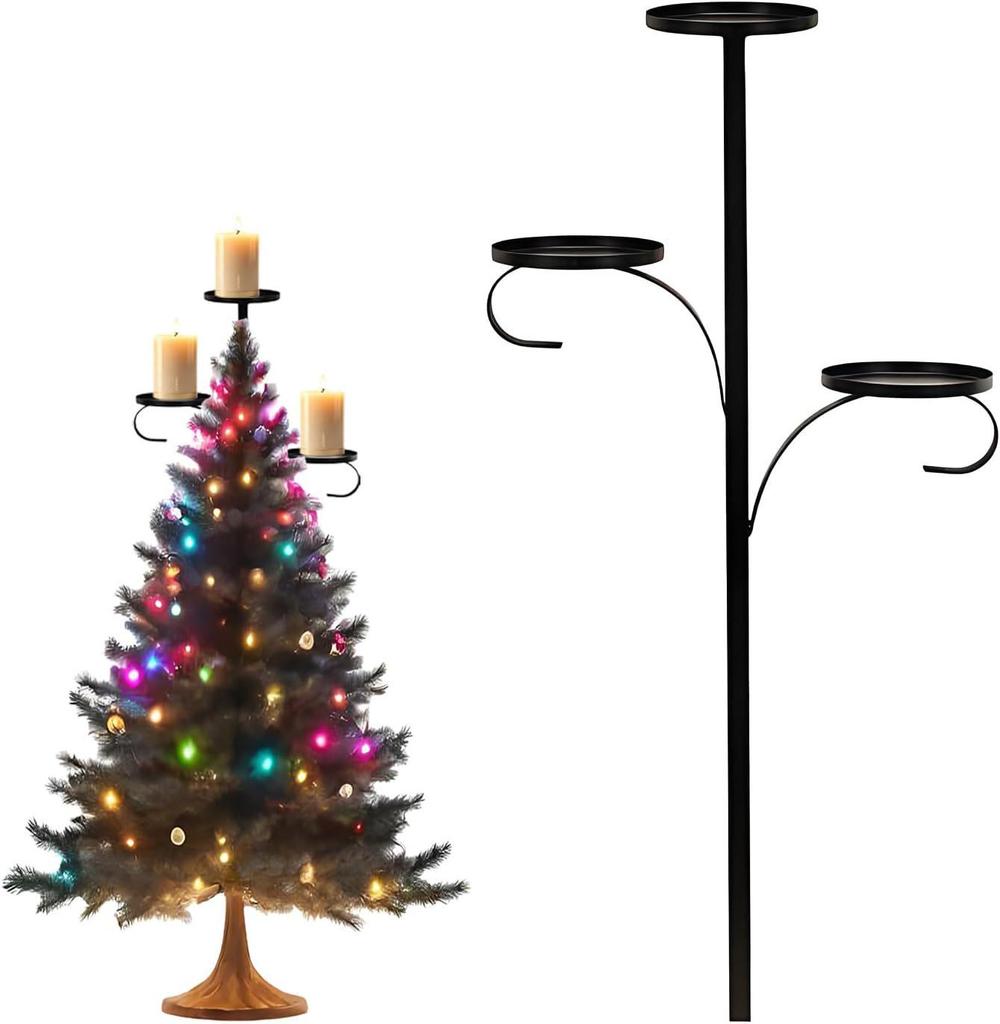 Black Triple Tree Topper Candelabra - Christmas Tree Decoration