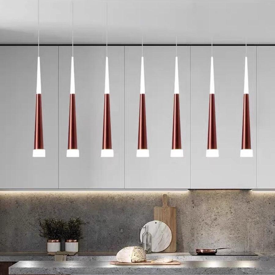 Modern Acrylic Restaurant Kitchen Pendant LightCone Long Tube LED Hanging Lamp Dining Room Bar Counter Shop Suspension Luminaire