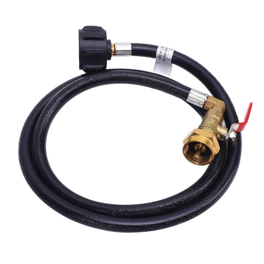 4FT 48 Zoll Gas Nachfülladapter Schlauch mit Ein Aus Steuerventil und 2 Kappen 20 lb auf 1 lb Gasfüller