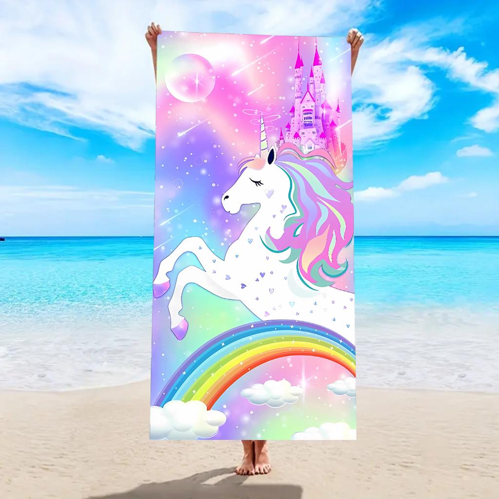 1pc Cartoon animal printed beach towel, ultra-fine fiber quick drying absorbent soft swimming towel, swimming sports towel
