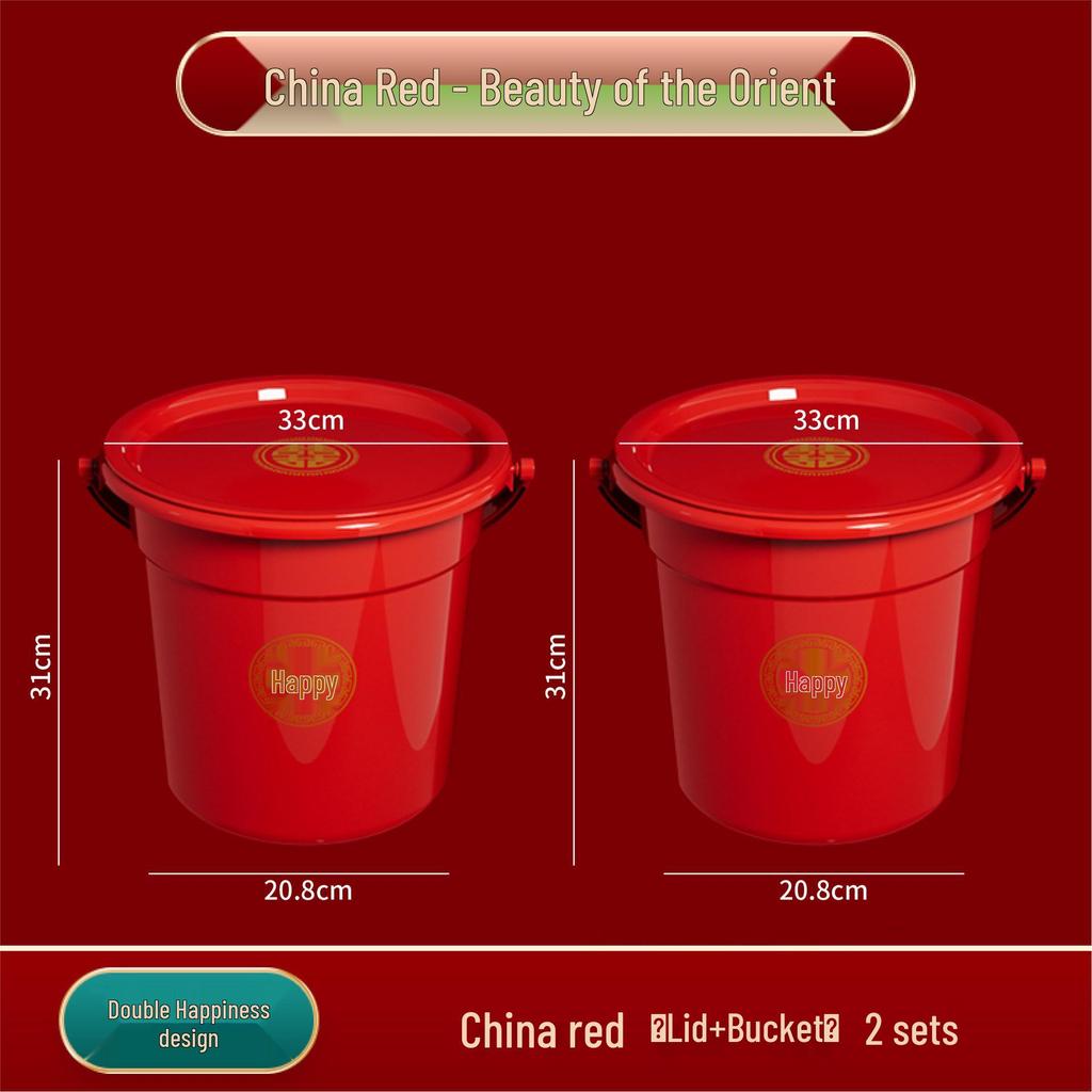 Red Wedding & Housewarming Joy Buckets - Large Plastic Pair in Vibrant Red