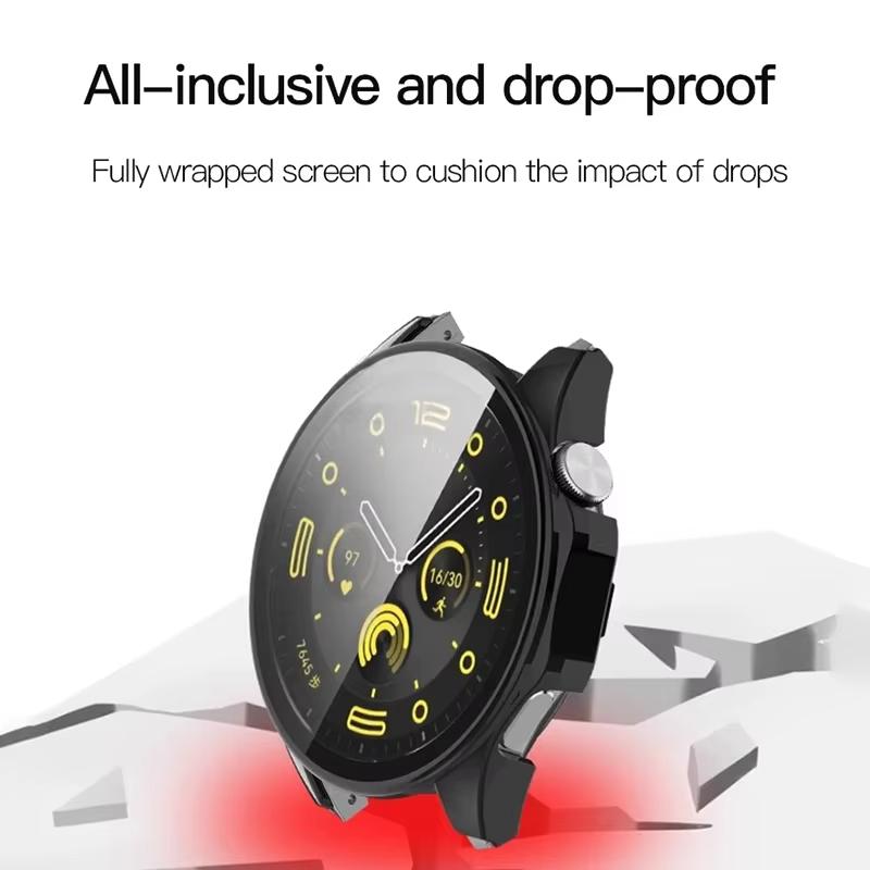 Tempered Glass+PC Case For Huawei Watch GT4 46MM accessories All-around Screen Protector Hard Bumper Cover for huawei gt 4 46 mm