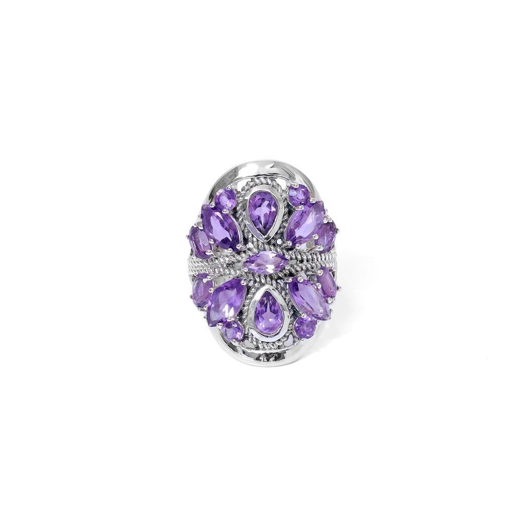 Vintage Purple Amethyst 925 Sterling Silver Ring - Boho Gemstone Jewelry