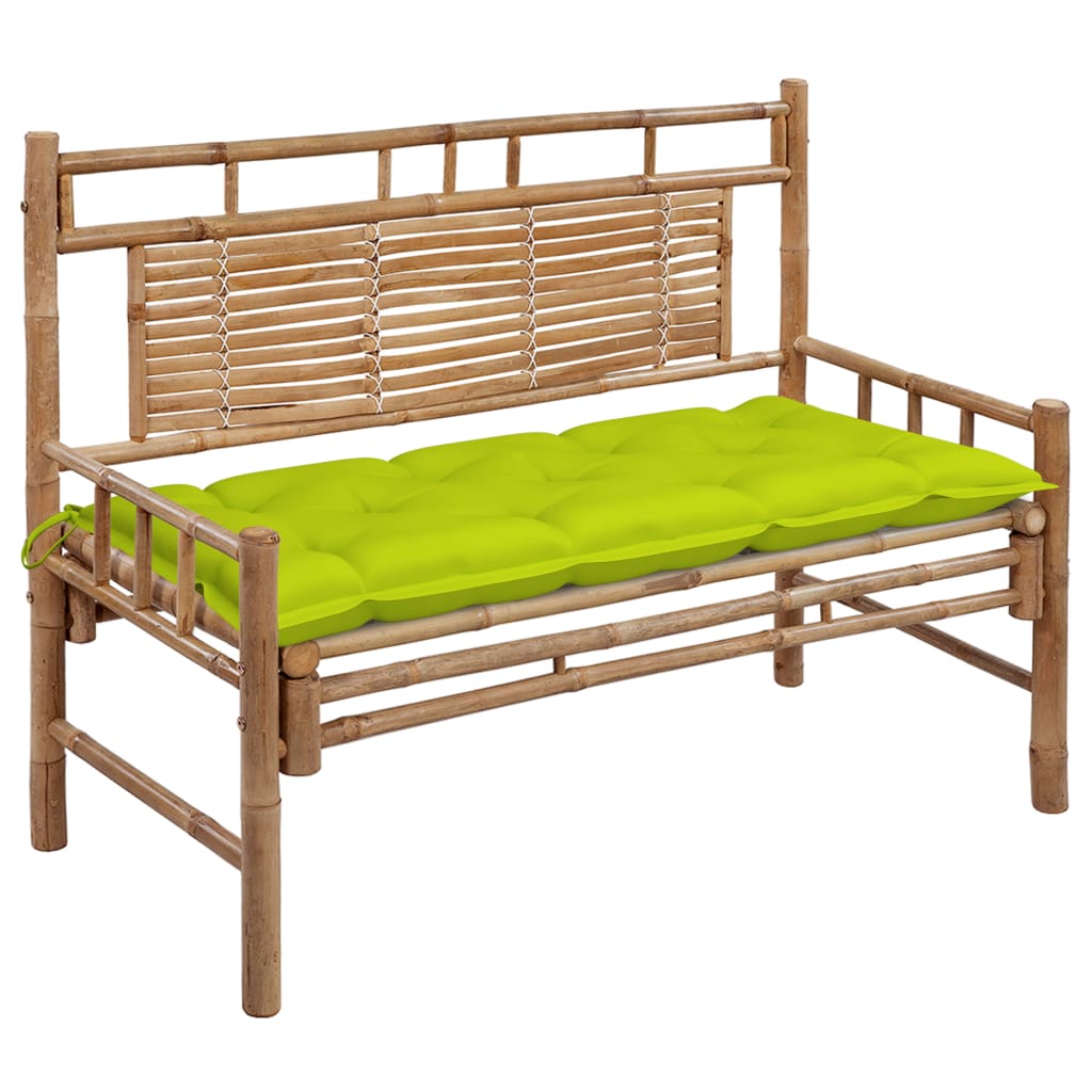 Garden Bench with Cushion 120 Cm Bamboo