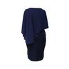 Women Plus Size Chiffon Dress Batwing Sleeve Cape Overlay Casual Midi Dress