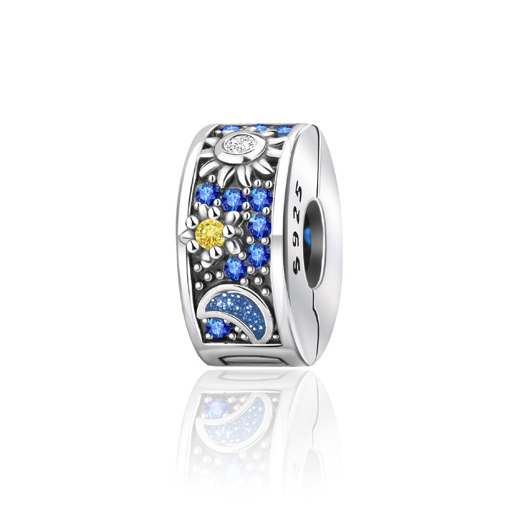 Simple Copper Pink Daisy Spacer Clip Charm Fit Original Bracelet Color Rubik'S Cube Charms Diy Classic Jewelry