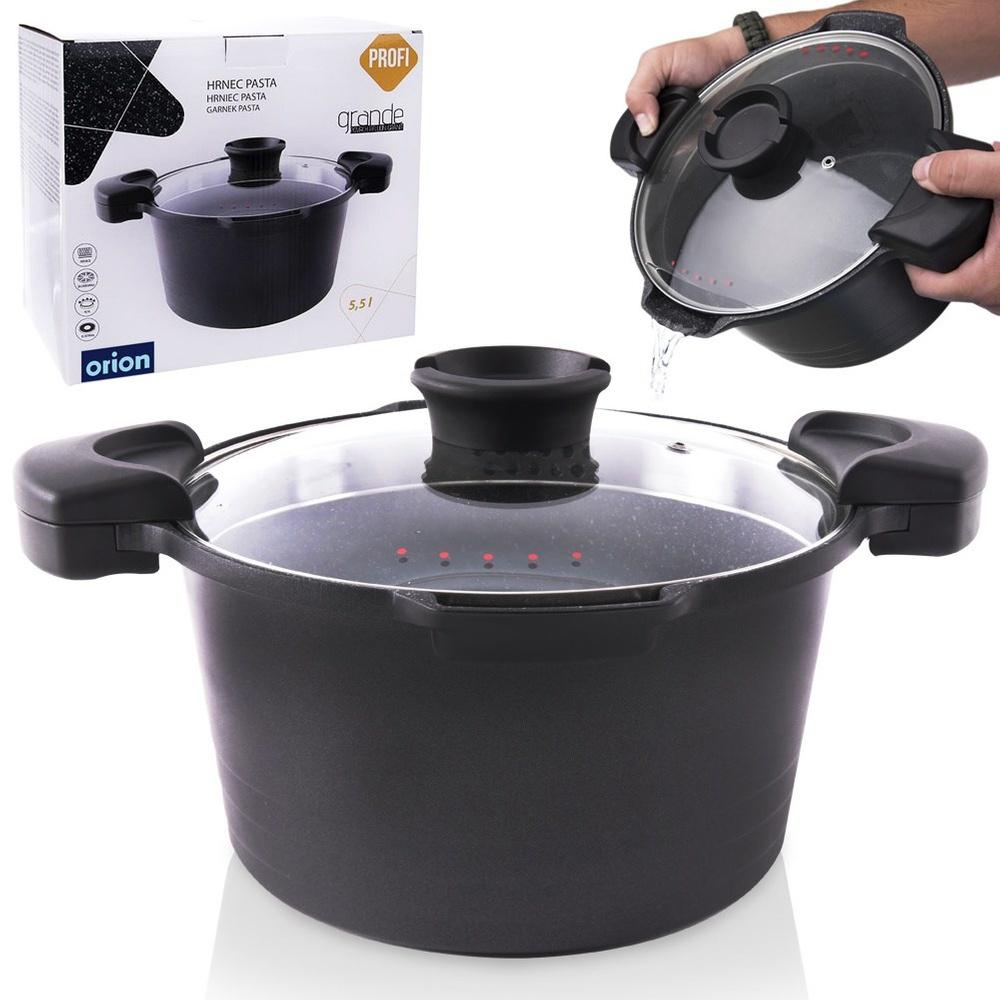 Granite pot with straining lid GRANDE 24 cm, 5.5 l