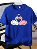 Unisexs Tee Loving Swan Couple Heart Cartoon Print Cotton Short Sleeve Male Casual Streetwear Outdoor Daily Basic Fashion Top