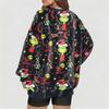 Women's Fashionable V-neck Christmas Printed Long Sleeved Casual Pullover Plush Warm Pocket Sweatshirt Top