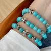 Retro Imitation Türkis Perlen Kreuz Armband Damen Nische High-End Gefühl Gestapelt Tragen Kalter Wind Vielseitig Temperament Schmuck