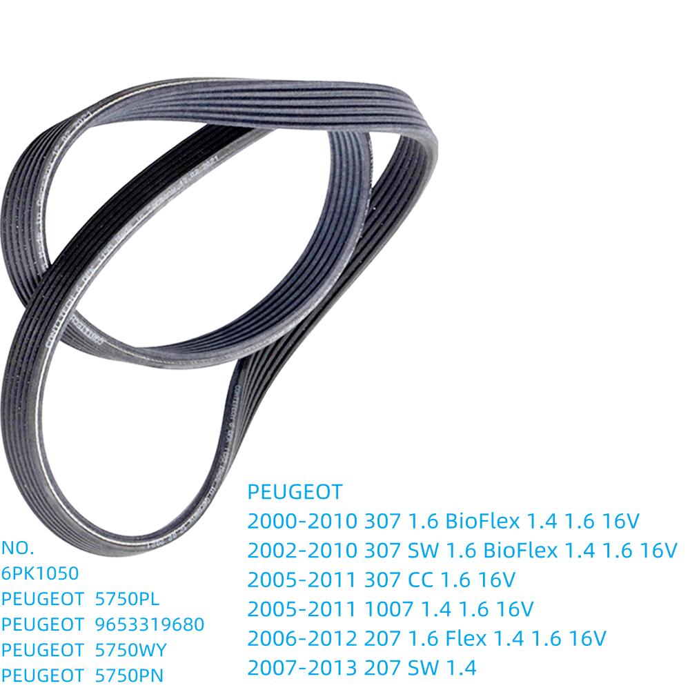 For PEUGEOT 2008 3008 5008 4006 807 107 607 406 605 806 306 405 1007 301 208 207 108 Engine Belt Air Conditioner V-Ribbed Belts