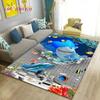 3D-Illusion Unterwasserwelt Meeresboden Delfin Hai Teppich, Teppich für Wohnzimmer Schlafzimmer Sofa Fußmatte Rutschfeste Bodenmatte