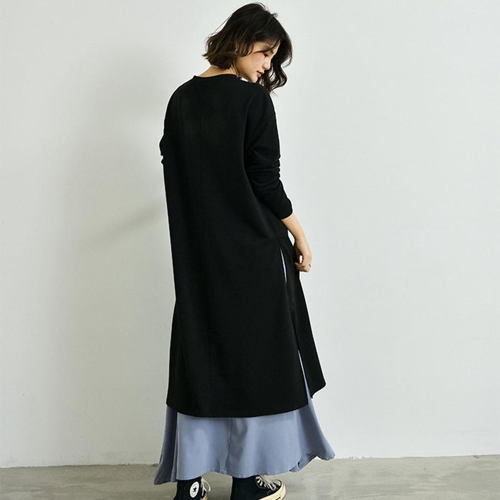 Formemory Long Knit Long Sleeve Casual Tunic Maxi Top with Layered Loose Fall Dress for Everyday Free Women's Dress, Look, Ruffles, Fit, Elegant,