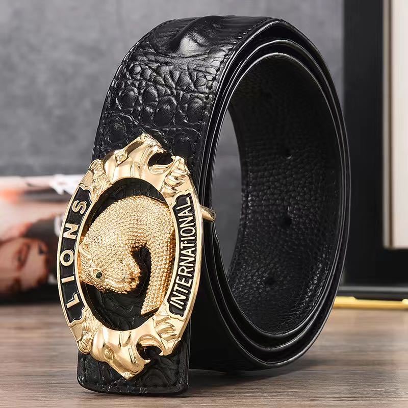 Men's Leather Belt Genuine Leather Belt Personality Faucet Alloy Smooth Buckle Belt Youth Casual Belt